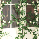 TDR-Luxe Bloemen Slinger witte roze-decoratieve slinger-Klimroos witte roze - Bruiloft Decoratie