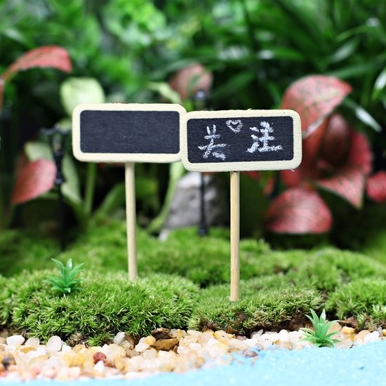 50x Krijtbord met paaltje, zwart 4x2.2x6.3cm - Merkloos