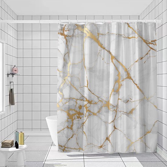 Waterdicht douchegordijn marmerpatroon - Luxe en Dik
