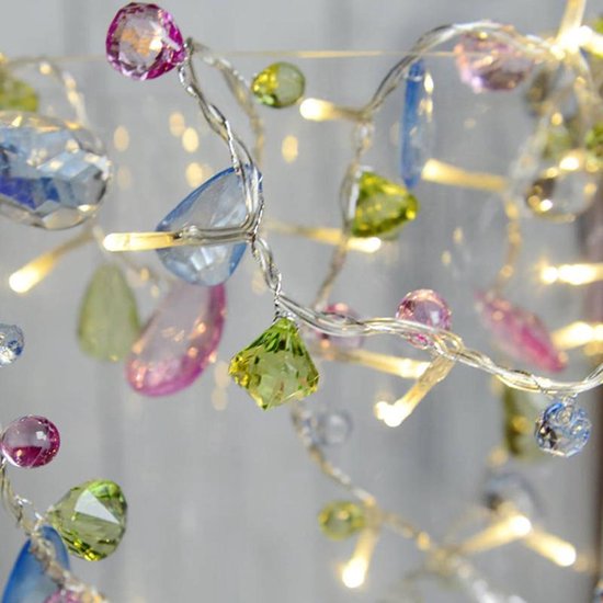 LED Lichtsnoer met kristallen kralen - 10 lampjes 1.5m