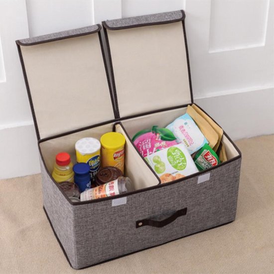 Opvouwbare Opbergbox 2 Stuks - 2 Vakken - Grijs 50x30x25cm