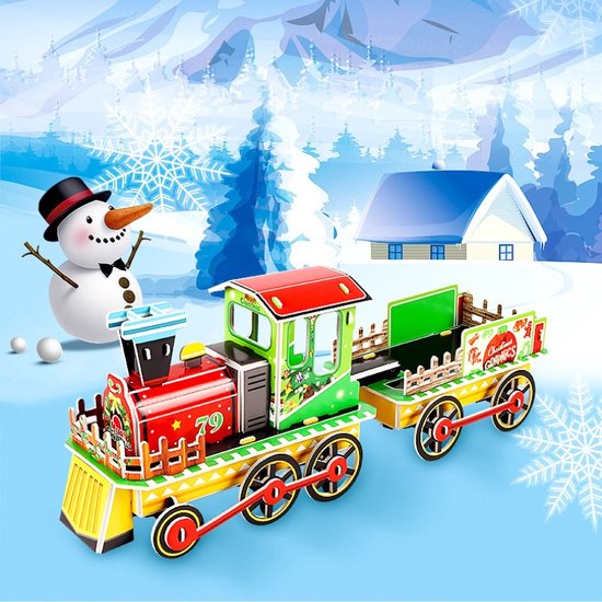 3D Kerst Puzzel - Kleurrijke Kersttrein - Educatief & Creati