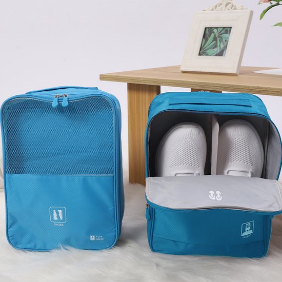 Extra groot schoenen opbergtas - multifunctionele - draagbare opslag - schoenentas -Geschikt tot schoenmaat 50-lichtblauw35 x 26 x 20cm