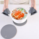 TDR-Extra lange warmte-isolerende siliconen handschoenen voor bakken en koken-compleet set  7-delige - grijs