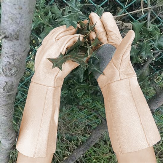 Waterafstotende Lederen Tuinhandschoenen M met Lange Manchet