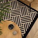 Antislip Deurmat - Geometrisch Patroon met Diagonale Lijnen - Absorberend en Wasbaar - Ideaal voor Binnen 60X90CM-zwart