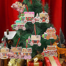 24-delige Set Houten Kersthangers – Snoeptrein Decoraties voor Kerstboom-Unieke Hangdecoratie voor Kerstboom en Cadeaus