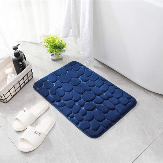hoogwaardige badkamermat - Luxe Comfort en Veiligheid in één-Uitzonderlijke Waterabsorptie- 50*80cm- donkerblauw