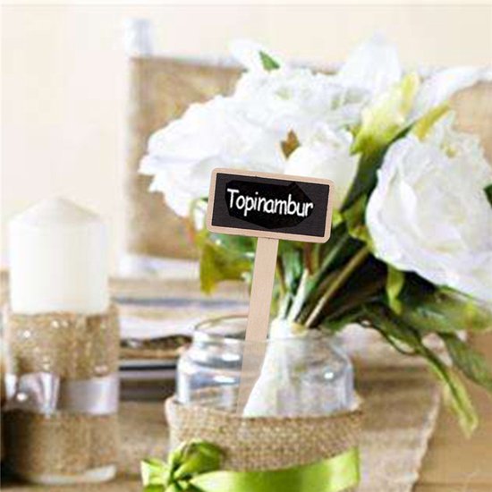20 Stuks Houten Krijtbord Plantenlabels met Paaltjes