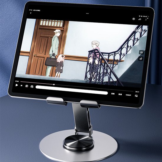 2 stuks Premium Metalen Telefoon- en Tablethouder - 360° Draaibaar & 180° Verstelbaar-Ideaal voor Kantoor en Thuis-grijs