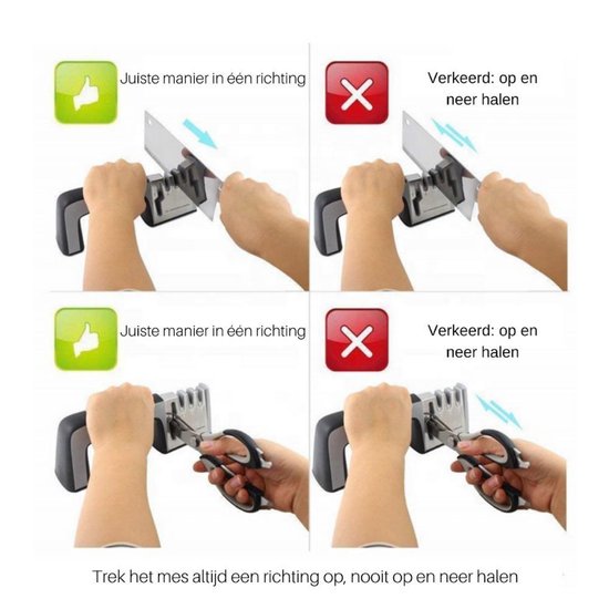 4-in-1 messenslijper voor messen & scharen, zwart