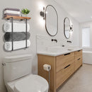 Handdoekrek met Houten Plank - Zwart, Stijlvol & Functioneel