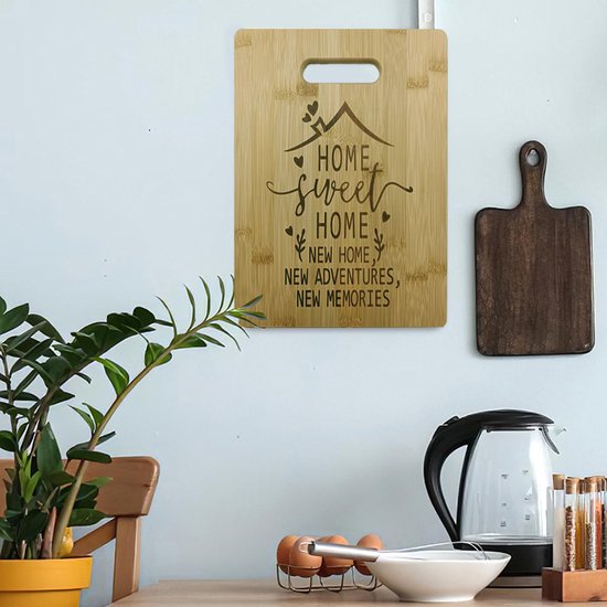 Bamboe Snij- en Serveerplank 'Home Sweet Home' - 28x22 cm