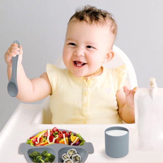8 delig Complete Baby Eetserviesset voor Baby's van 3 Maanden en Ouder-Diepblauw