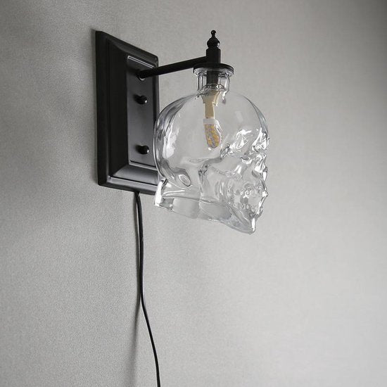 Wandlamp schedel in retro stijl-helder glazen wandlamp