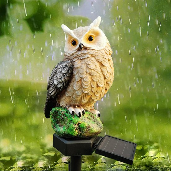 Bruine Uilenlamp op Zonne-energie voor Buiten 13,5*7*43cm