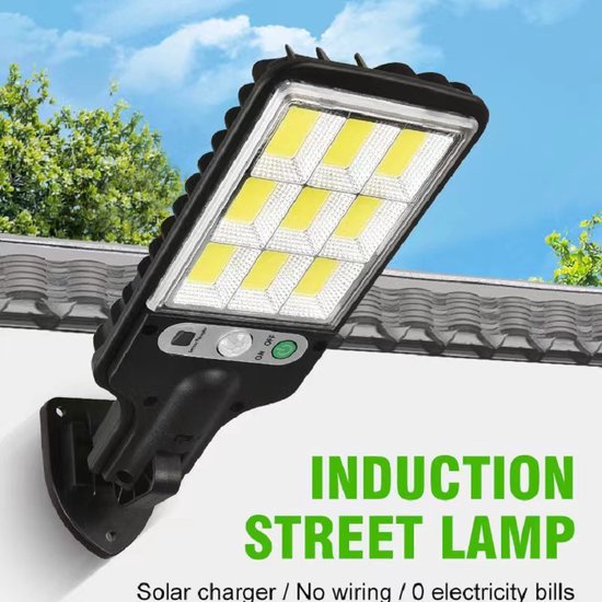Tuinverlichting op zonne-energie met afstandsbediening-IP65-180 COB LED-Buitenlamp- Bewegingssensor & Nachtsensor