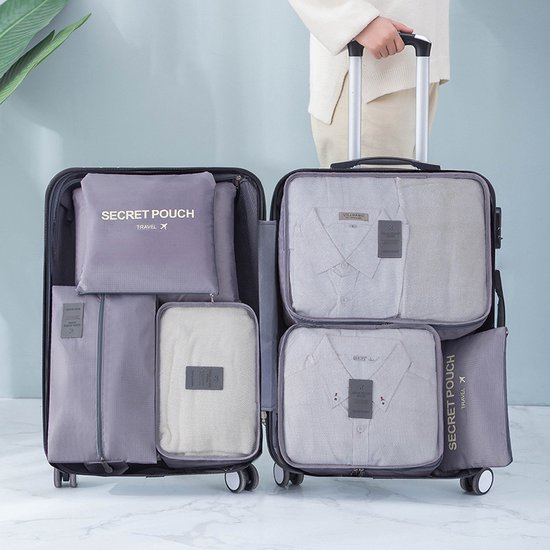 7 delige koffer organizer set- superlichte Packing Cubes-grijs
