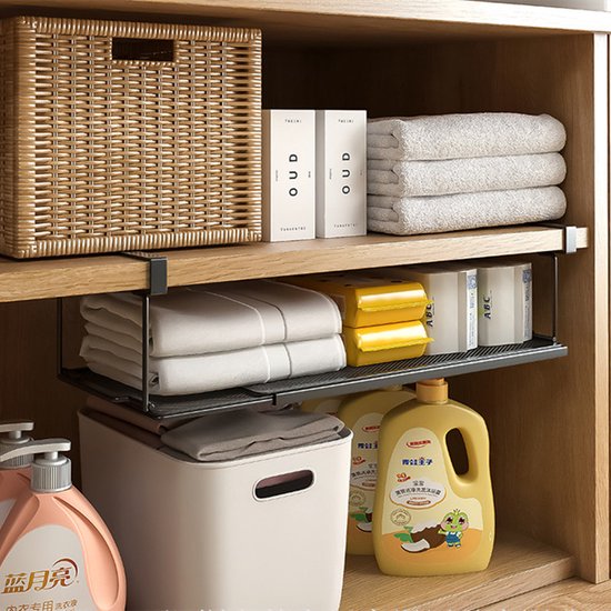 Uittrekbaar Metalen Opbergrek 38-70 cm - Zwart