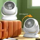 USB Oplaadbare Tafelventilator – 210° Breedhoek Wit