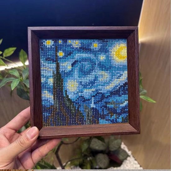 Van Gogh Sterrenhemel Diamond Painting 18x18cm met lijst