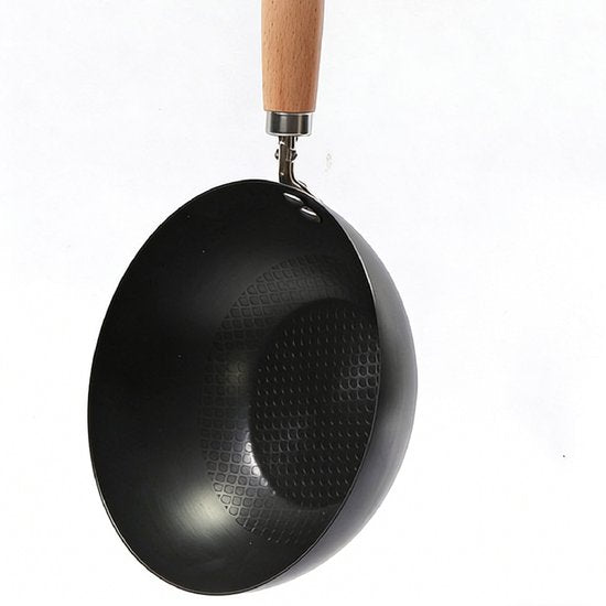 Wokpan - Ø 30 cm - Marmeren Coating - Geschikt voor Inductie, Gas, Elektrisch en Keramisch - Beige Creme - PFAS Vrij