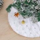 Duurzame Geborduurde Kerstboom Rok - 122cm, Wit/Zilver