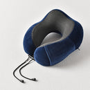 Ergonomisch nekkussen voor comfortabele reizen + opbergtas + oordopjes + oogmasker-marineblauw