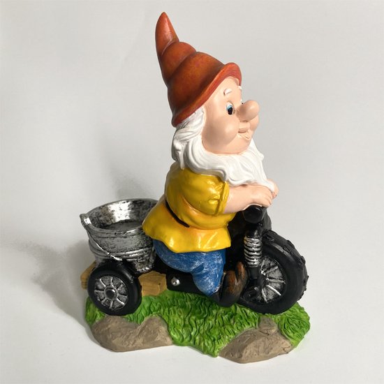 Natuurlijke Vreugde De Magische Kabouter op Zijn Driewieler-Vogelvoederplek 11,8 * 7,5 * 15 cm