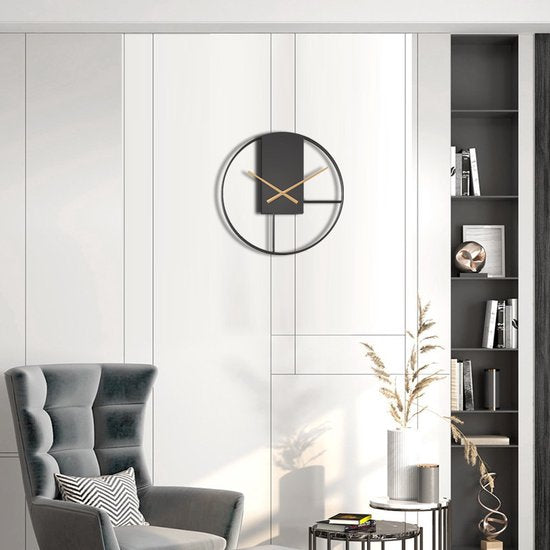 Elegante Minimalistische Metalen Wandklok - Stijlvol & Stil Design - ⌀ 40cm-zwart