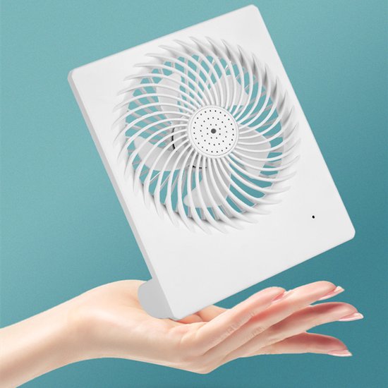 Stijlvolle en handige oplaadbare miniventilator - 3 instelbare snelheden-USB opladerbaar-wit -152x42x185mm