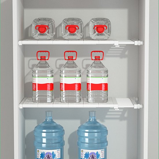 TDR - Verstelbaar opbergrek Uitschuifbare separatorplank, plankkastorganizer, voor kledingkast, kast, boekenkast Compartiment verzamelen-73cm tot 130cm-wit