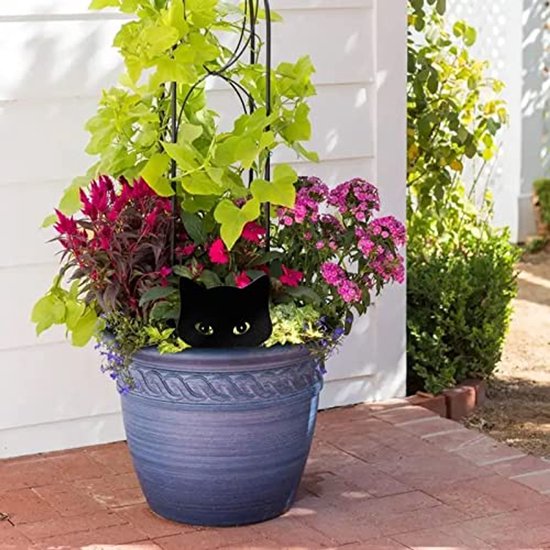 Katten decoraties set - Tuinbeelden dieren - Buiten versieren - Stevig staal - Set van 2 - Zwart – afbeelding 15