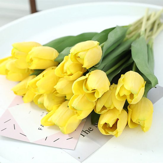 10stuks Prachtige kunst tulp-Realistische Uitstraling - Duurzaam en Onderhoudsvriendelijk- geel