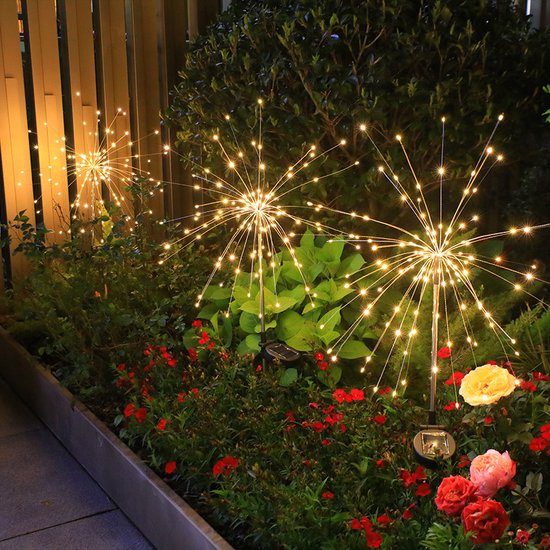 2x Solar Vuurwerklampen 120LED - Tuinverlichting IP65