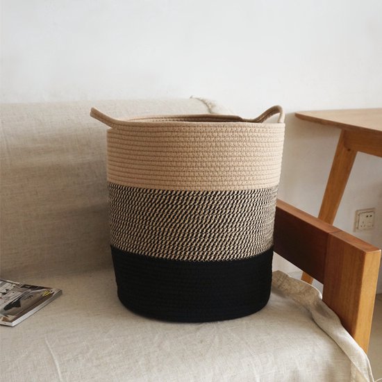 Katoentouw Opbergmand met Handvatten - 35 cm x 40 cm - Bruin