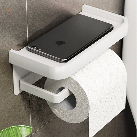 Moderne Toiletpapierhouder met Plank, wit 18x10,5x8cm