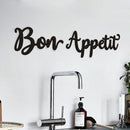 bon appetit 3D wandbord- muurdecoratie-Line art -metaal-zwart 36x15CM