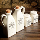 Klassieke Witte Keramische Olie- & Azijnfles Set met Zout- & Peperstrooier – 4-delig – 150ml – Elegant Design