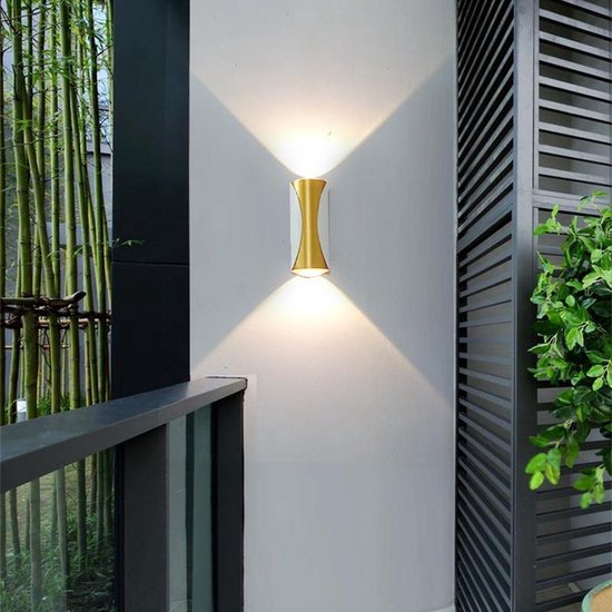 LED buitenwandlamp 12W Warmwitte licht -(wit plus goud)
