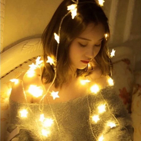 Led lampjes slinger- decoratieve ster lichtsnoer-werkt op batterij-warme kleur 5 meter 30 lampjes