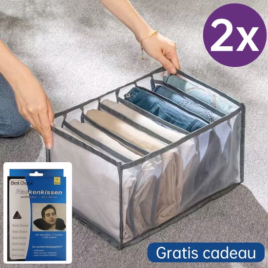 Opbergdozen-lade-organizer voor jeans en broeken - grijs -groot maat  36*25*20