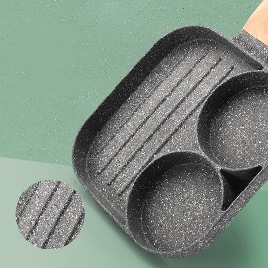3-in-1 grillpan met temperatuurgecontroleerde antiaanbaklaag - kook verschillende gerechten tegelijk zonder oververhitting of verbranding