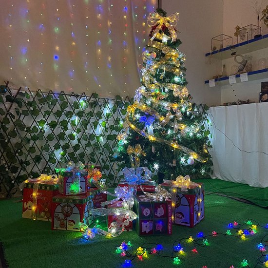 LED Kerstboom Licht Lint- 5 Meter 50 LED Lichtjes-werkt op batterij-kerstdecoratie-warm wit Licht-goud
