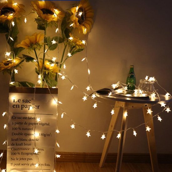 Xtraworks - Led lampjes slinger- decoratieve ster lichtsnoer-werkt op USB-warme kleur 5 meter 30 lampjes