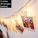 Fotoclip lichtsnoer 3m, 20 warm wit lampjes (batterij)