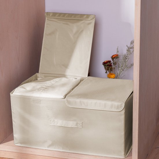 2 Stuks Opbergdoos voor kleding - 50x30x25cm - Crème (2 Stuks)