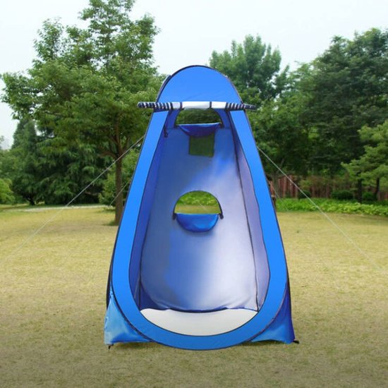 Camping Douchetent met 3 Ramen 150x150x190cm Blauw