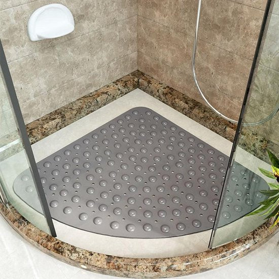TDR-Waaiervormige douchemat- PVC zuignap badkamer antislipmat -grijs 70*70
