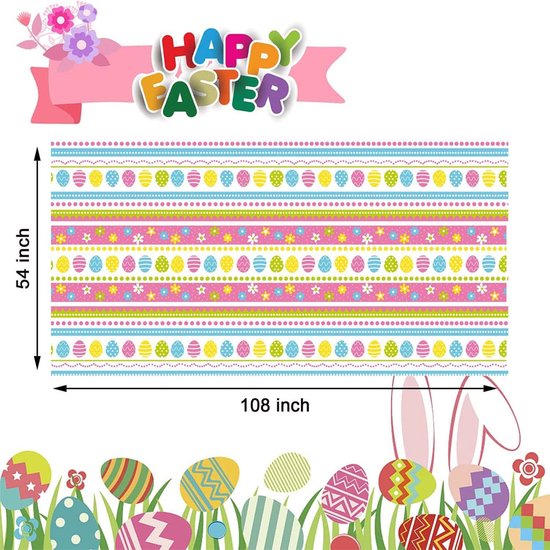 81-delige Feestdecoratieset voor Pasen - thema feest met tafelkleed-Kleurrijk, Schattig en Sfeervol